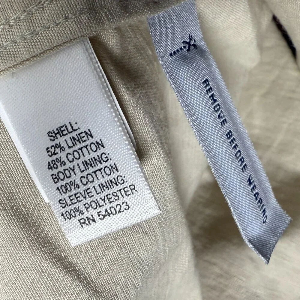 Banana Republic Blazer Sport Coat Mens 44R Beige Cotton Linen